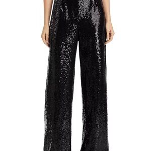 Wayf Shimmering Black Sequin Wide-Leg Pants